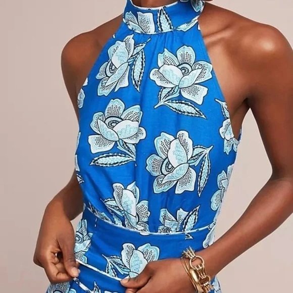 NEW Maeve By Anthropologie Alyssa Floral 2 Piece Halter Top & Midi Skirt Set 8 - Picture 2 of 13